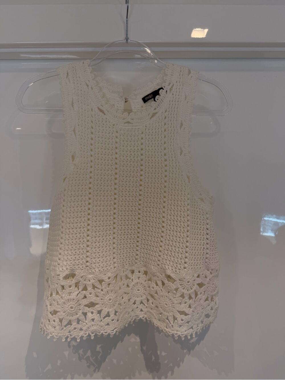 Maje Cream Crochet Sleeveless Top & Shorts Maching set